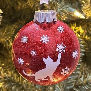 Red Cat Christmas Ornament